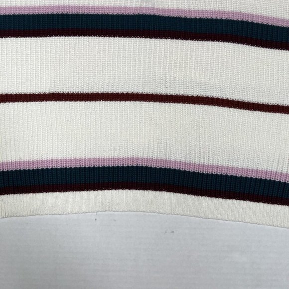 L A HEARTS V Neck Striped Sweater White Burgundy Cropped Oversized Size S - Picture 12 of 12